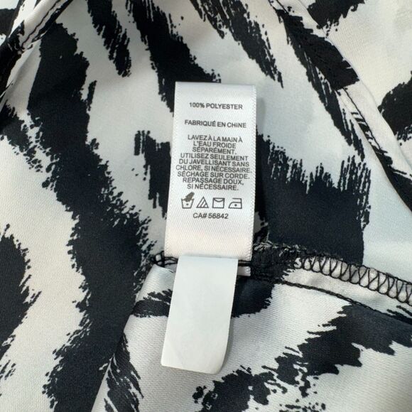 Express Women Top Sz XS Semi Sheer Zebra Black & White Round Neck Cap Sleeve - Picture 9 of 9